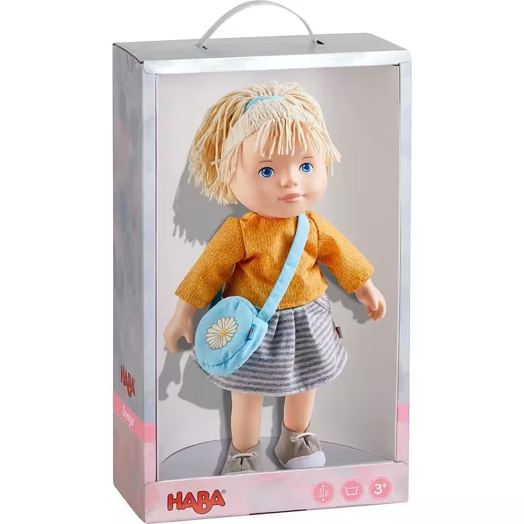 HABA 305974 - Spielpuppe Svenja, Puppe mit weichem Körper, Gliedmaßen und Kopf aus Vinyl, 32 cm, Neuware