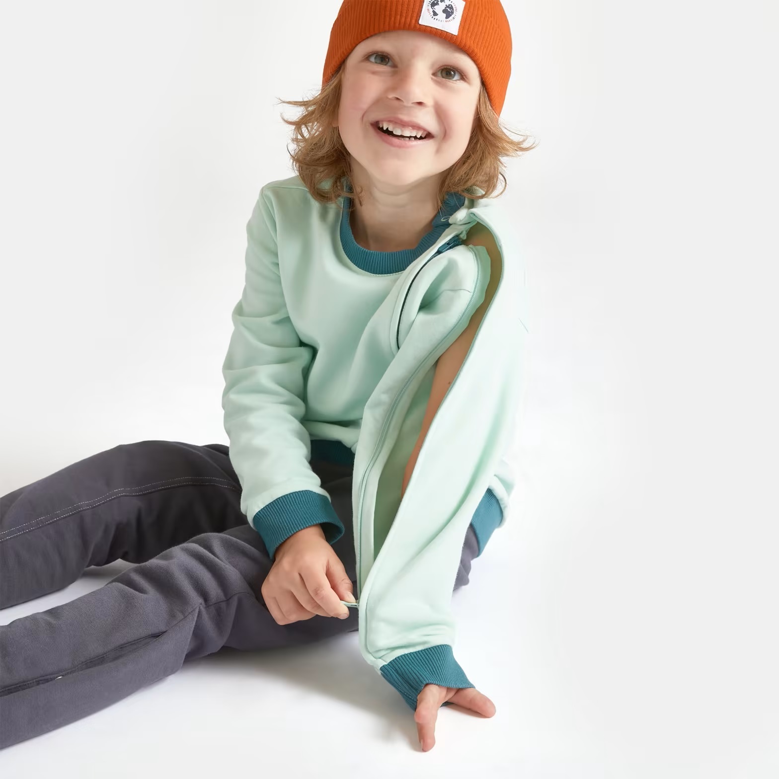 Jako-o Langarmshirt mit 2 Reißverschlüssen für besondere Kinder, pfefferminz, Gr. 152/158, Neuware