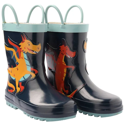 Gummistiefel mit Henkeln, dunkelblau, Drachen-Motiv, Gr. 30, Neuware