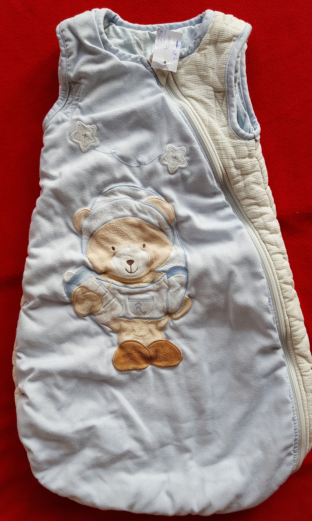 Schlafsack 70cm hellblau-beige Übergang/Winter