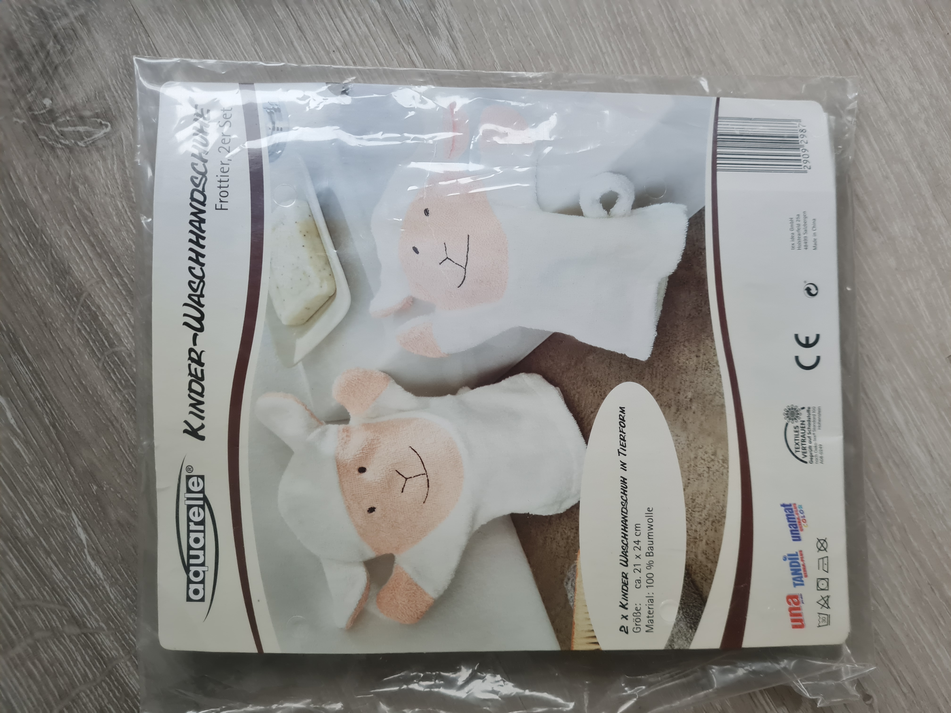 Kinder Waschhandschuhe in Tierform, Frottier, 2er Set, Neuware