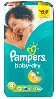 Pampers Baby-Dry Gr. 3 Midi (4-9 kg) Value Pack 60 Stück, Neuware