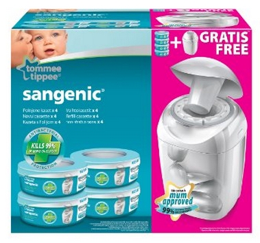 TOMMEE TIPPEE Sangenic Windeltwister MK4 inklusiv 4 Nachfüllkassetten Universal, Neuware
