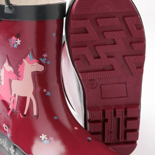 Gummistiefel mit Henkeln, beere, Einhorn-Motiv, Gr. 28, Neuware