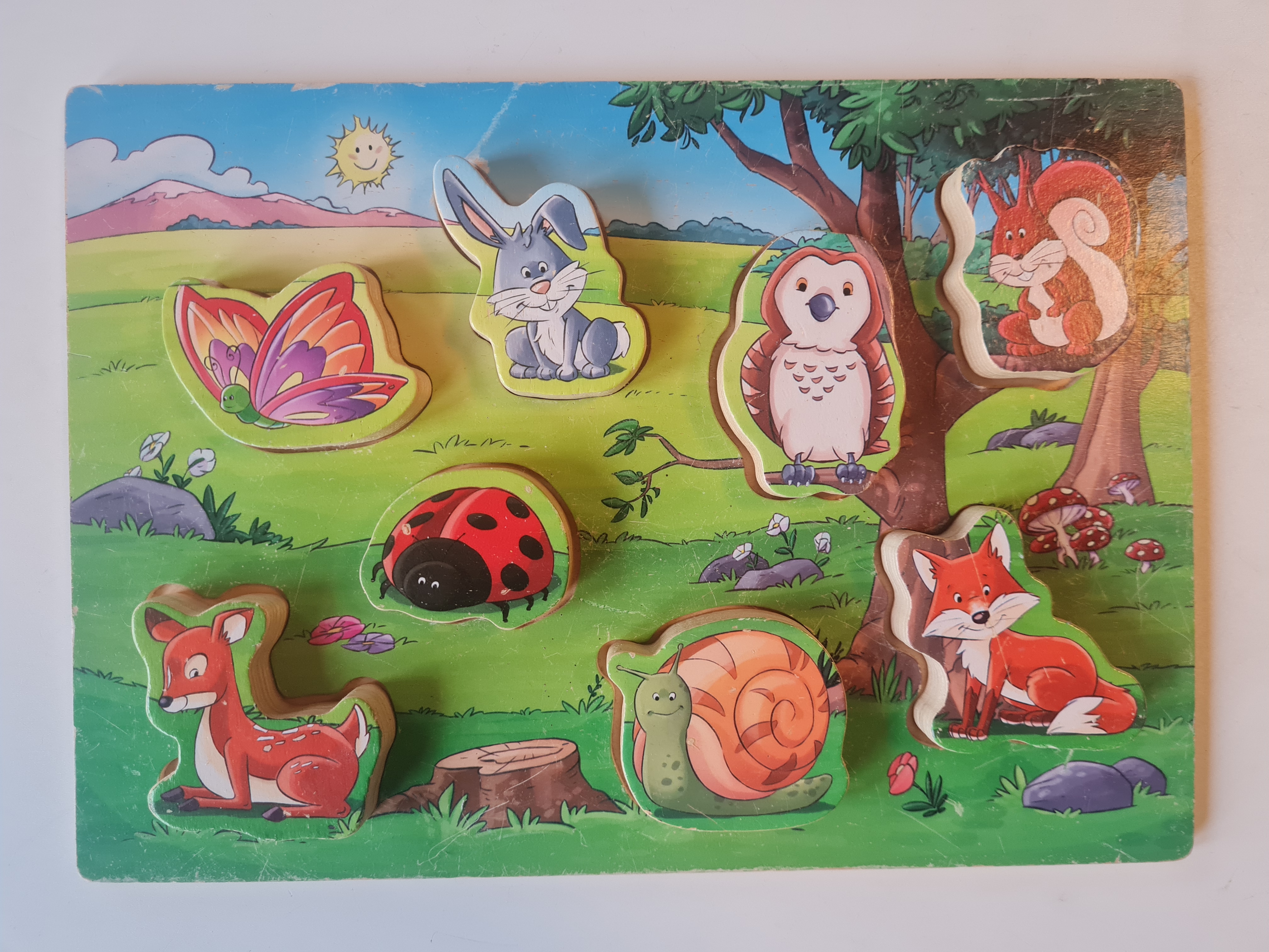 Holzpuzzle Wald- und Wiesentiere, 8 Teile