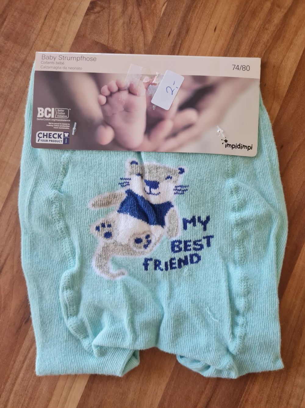 Babystrumpfhose mit Po-Motiv "My best friend", Gr. 74/80, Neuware mit Etikett