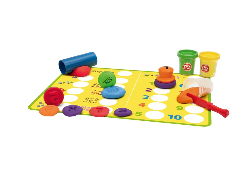 Knete-Set mit Knetstempel, Zahlen, Neuware