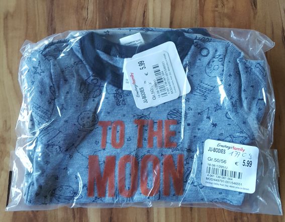 Topomini 2 Kurzarm-Bodies "TO THE MOON" Gr. 50/56, Neuware