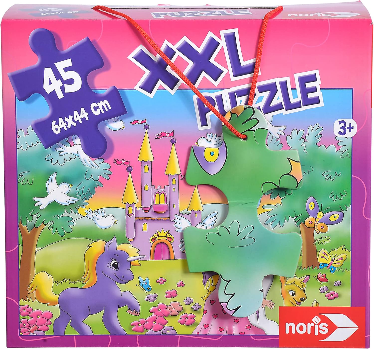 Noris XXL Riesenpuzzle, Prinzessin im Zauberwald - mit 45 Teilen (Gesamtgröße: 64 x 44 cm), Neuware
