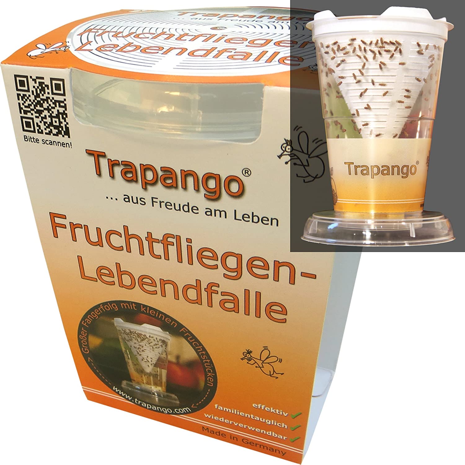 Fruchtfliegen-Lebendfalle Trapango®, Neuware
