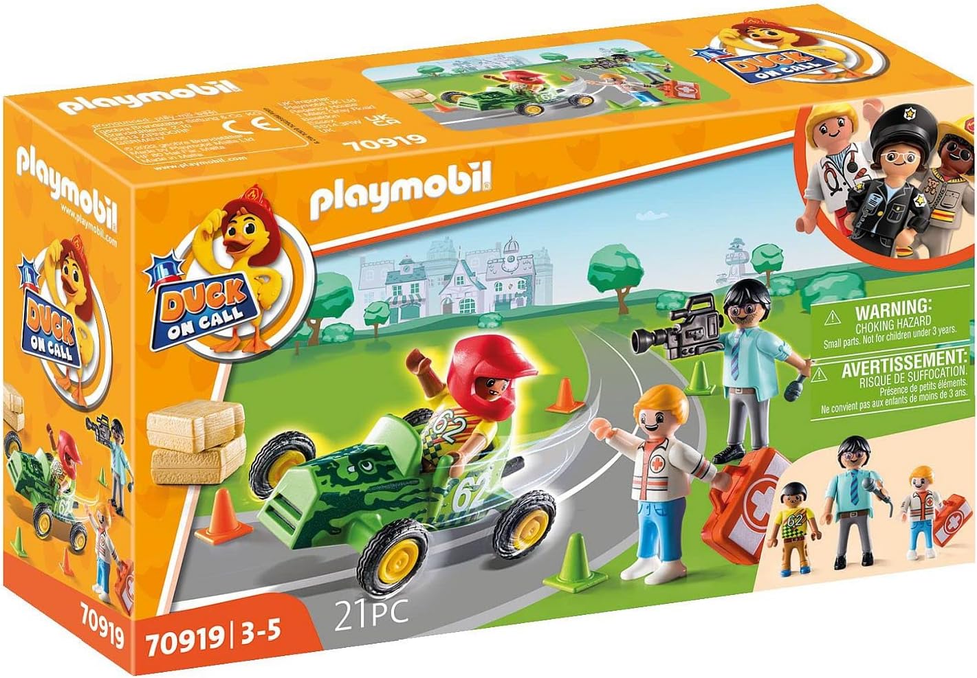 PLAYMOBIL Duck ON Call 70919 Notarzt Action: Hilf dem Rennfahrer! Neuware