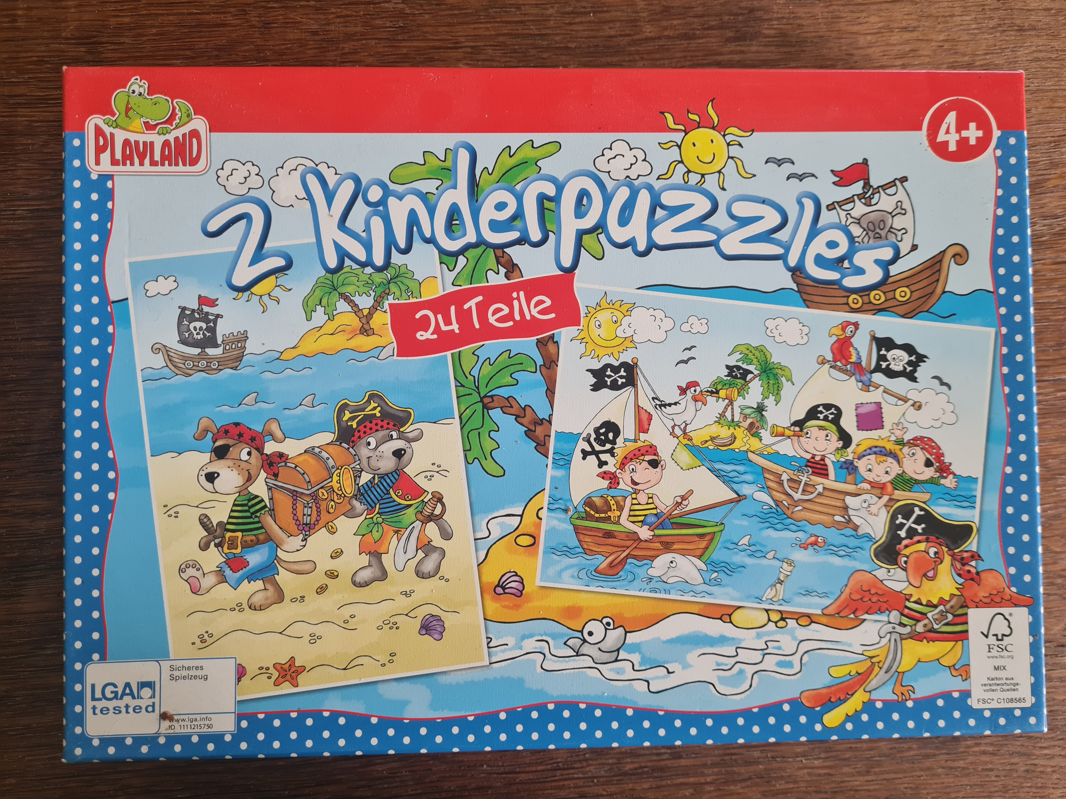 2 Kinderpuzzle mit je 24 Teilen, Piraten