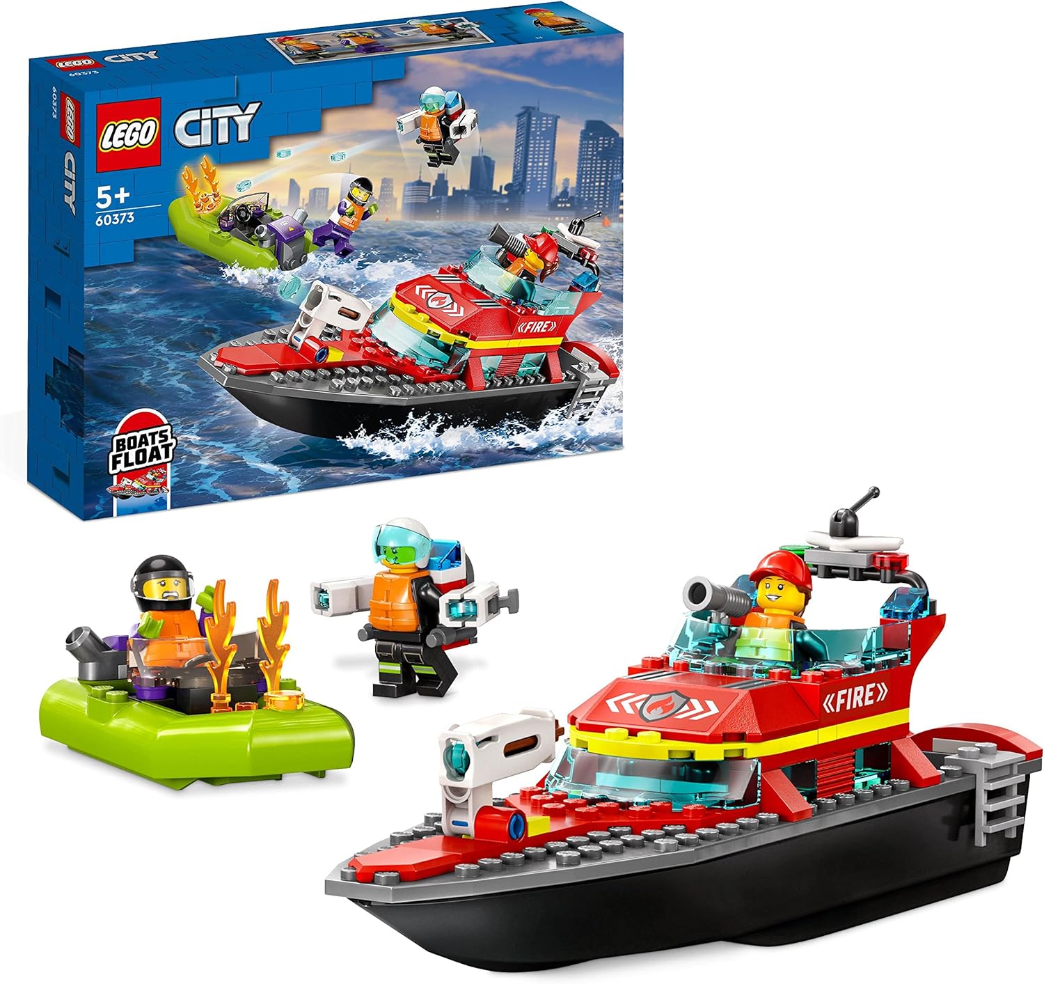 LEGO City 60373 Feuerwehrboot, Spielzeug, das im Wasser schwimmt, Neuware