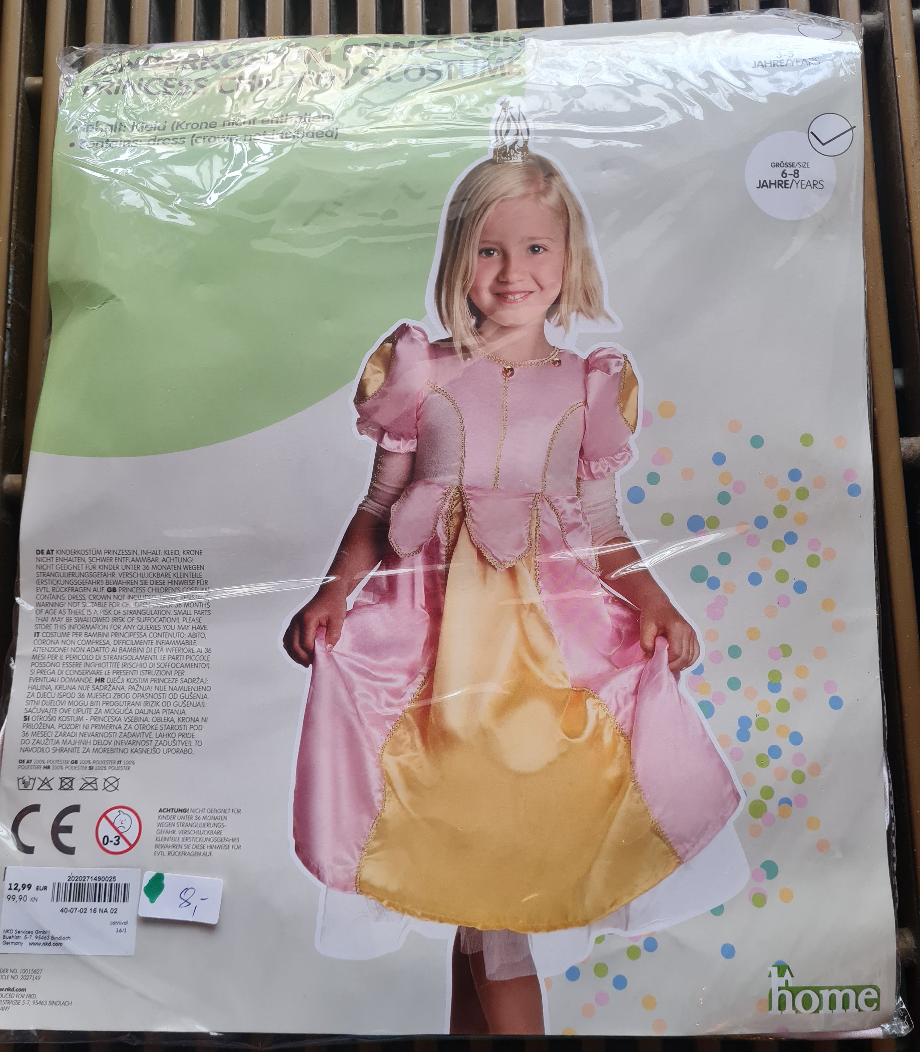 Karneval Kostüm Prinzessin 6-8 Jahre, Neuware