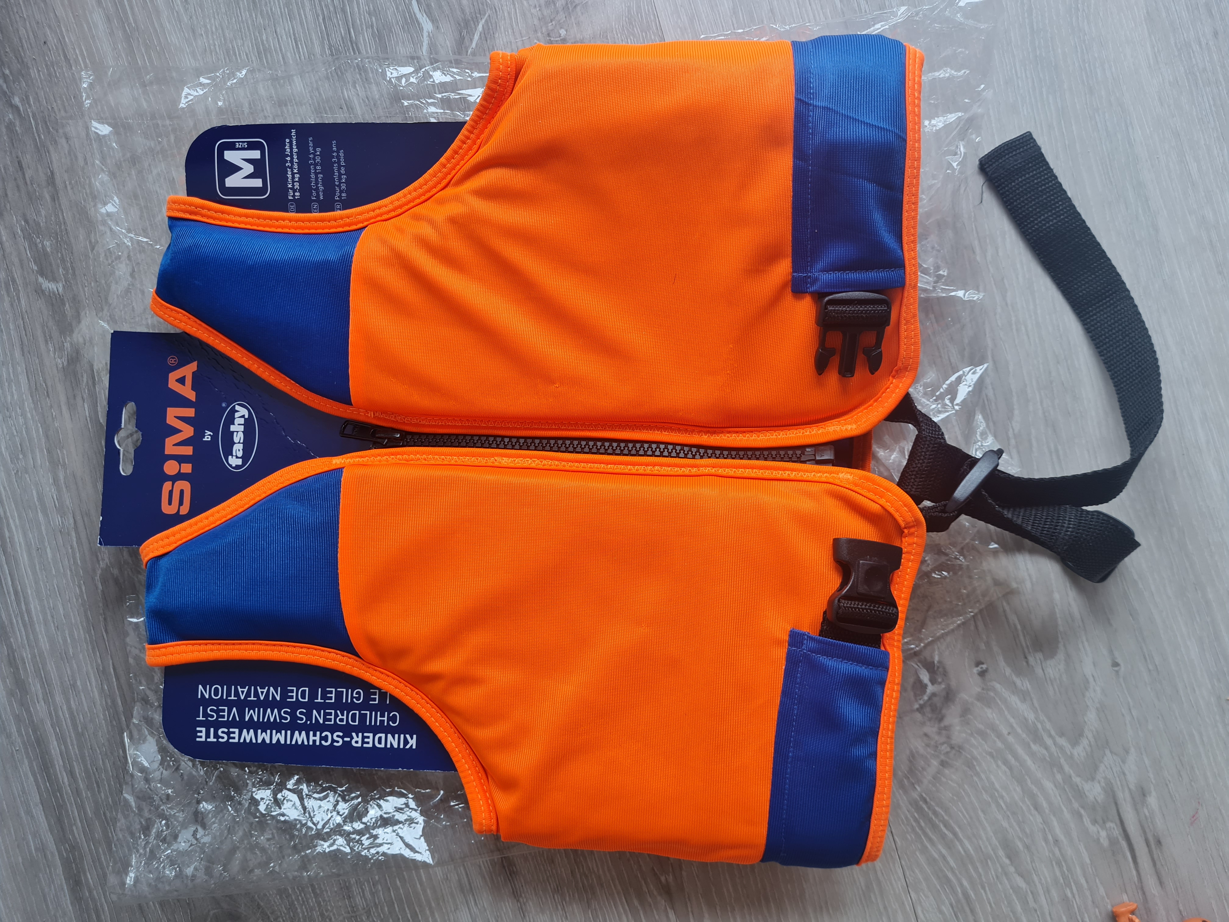 SIMA Kinder-Schwimmweste ORANGE, Gr. M (18-30kg), Neuwertig