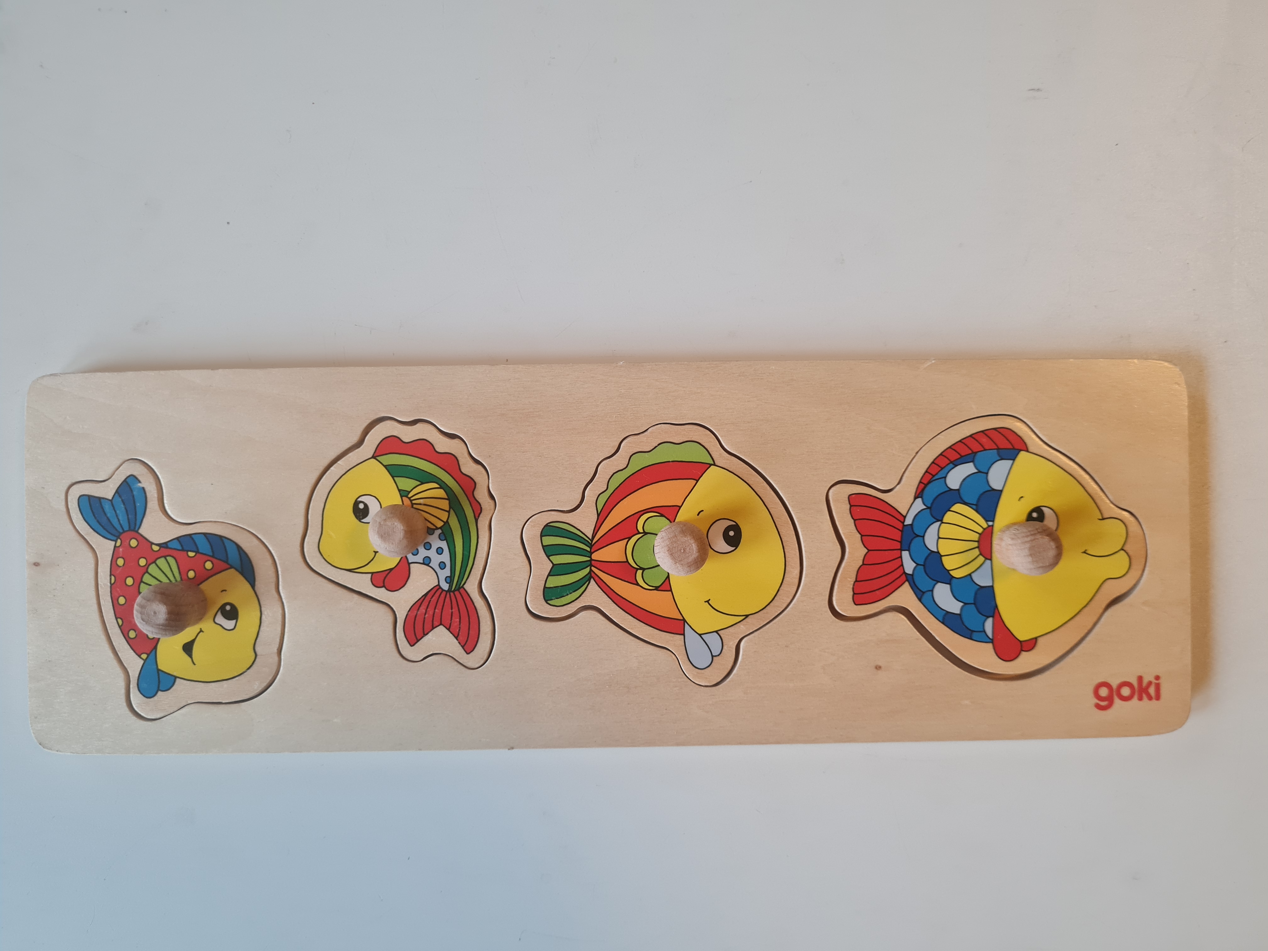Holz Steckpuzzle, Fische, 4 Teile