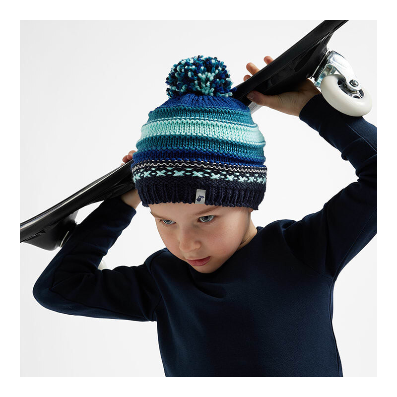 Jako-o Strickmütze mit Bommel, marine, Gr. 46/48, Neuware
