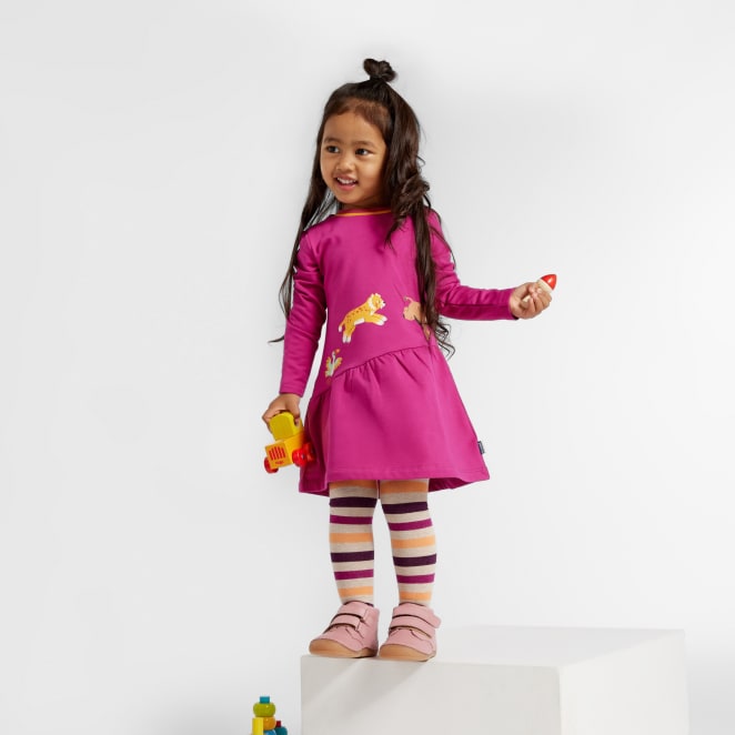 Jako-o Langarmkleid mit Tiermotiv, magenta, Gr. 80/86, Neuware