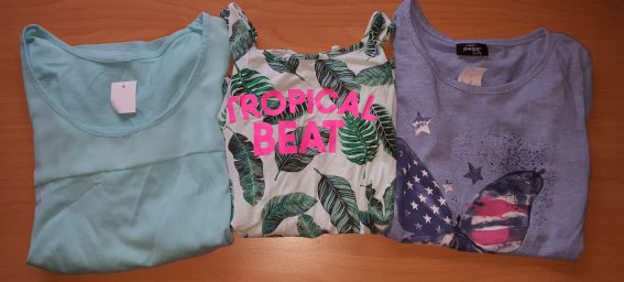 3 T-Shirts/Tops als Set für Mädchen, Gr. 146