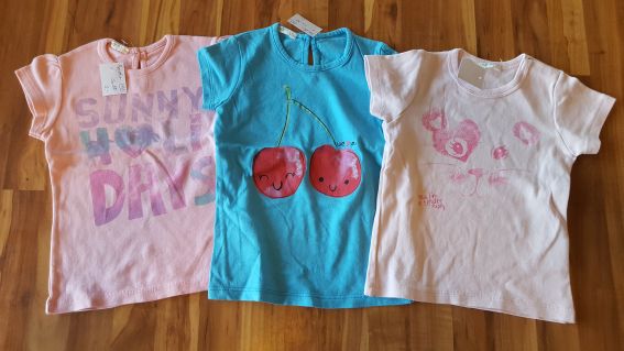 3 Benetton T-Shirts Gr. 80 für Mädchen
