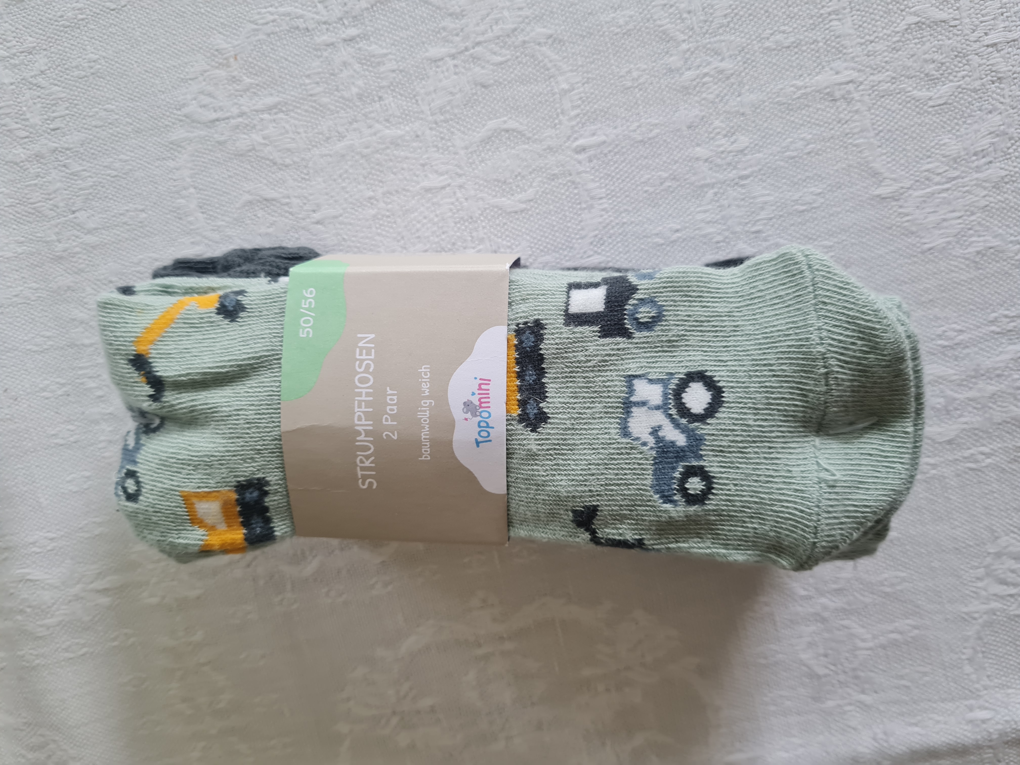 2 Baby Strumpfhosen für Jungen "Gestreift und Fahrzeuge", Gr. 50/56, Neuware