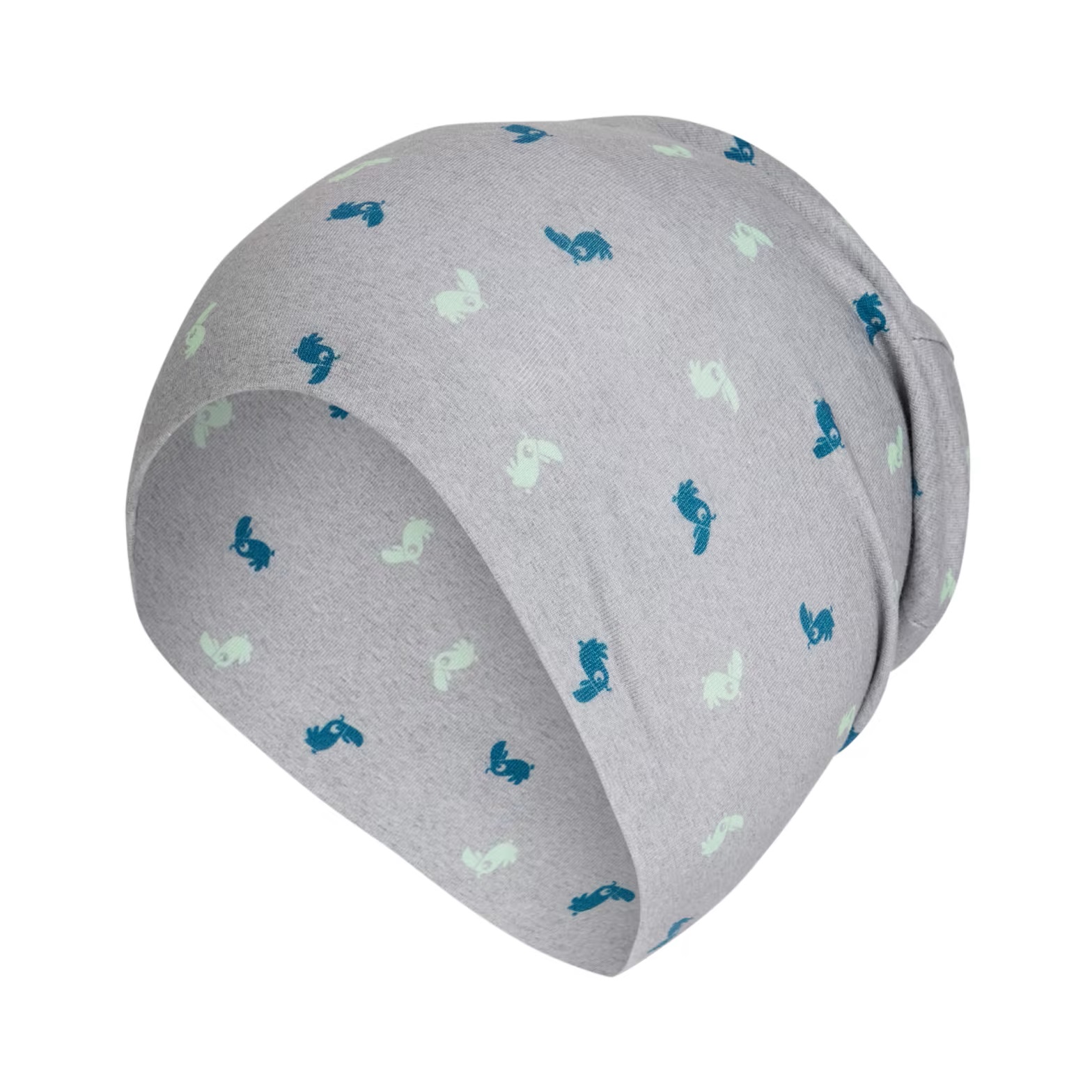 Jako-o Beanie, 2in1, Motiv: Tukan, grau meliert, Gr. 46/48, Neuware