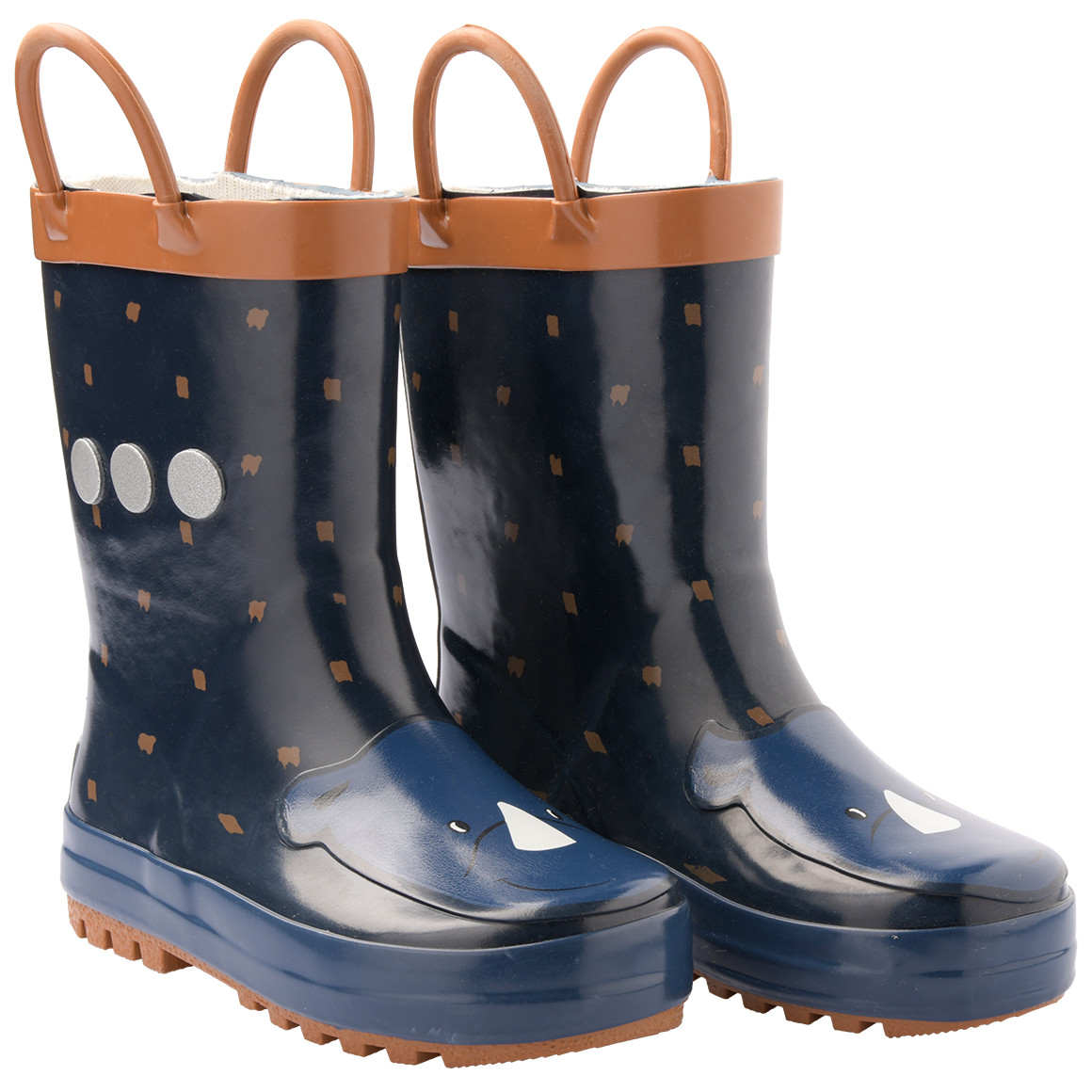 Gummistiefel mit Henkeln, dunkelblau, Nashorn-Motiv, Gr. 26, Neuware