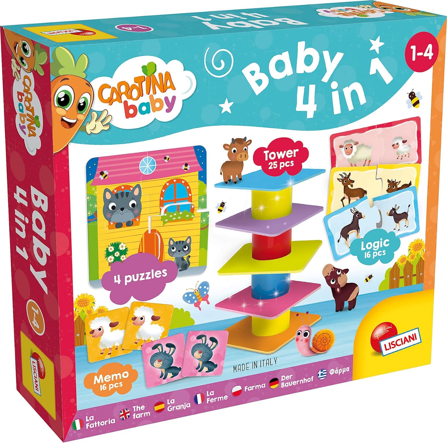 Lisciani 79872 Carotina Baby, 4-in-1-Spiel, Neuware