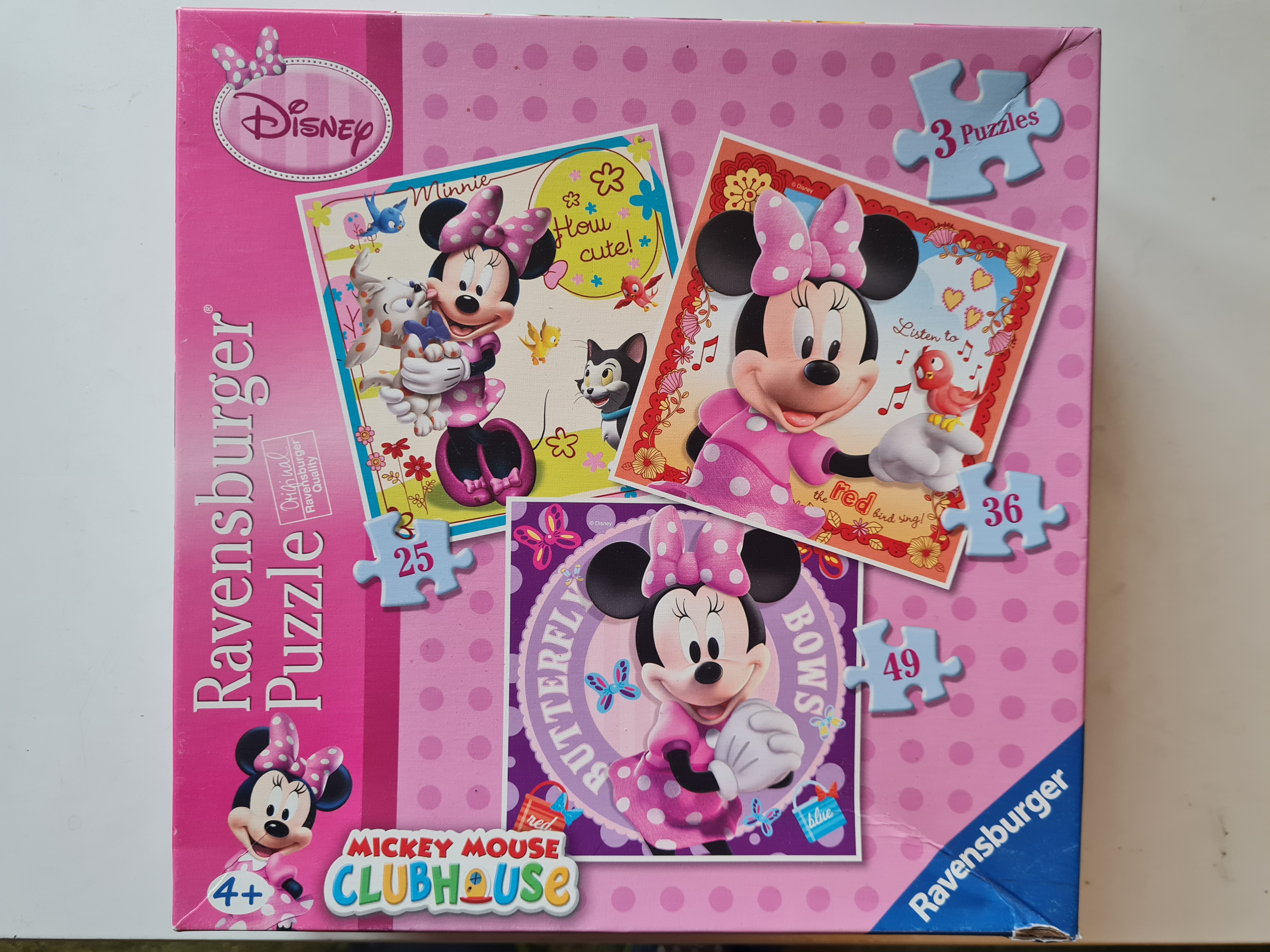 Disney Minnie Mouse Puzzle, 3 Puzzle, 25/36/49 Teile
