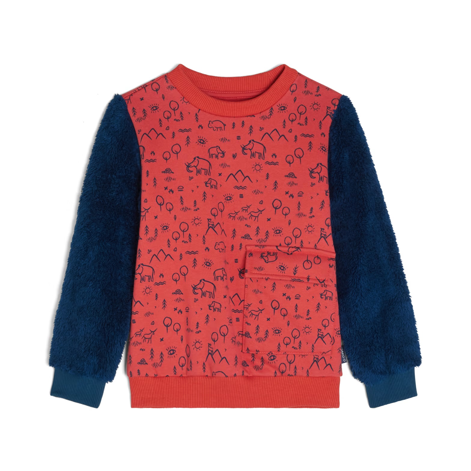 Jako-o Kinder Sweatpullover mit Plüsch-Ärmeln, Gr. 80/86, hummer, Neuware
