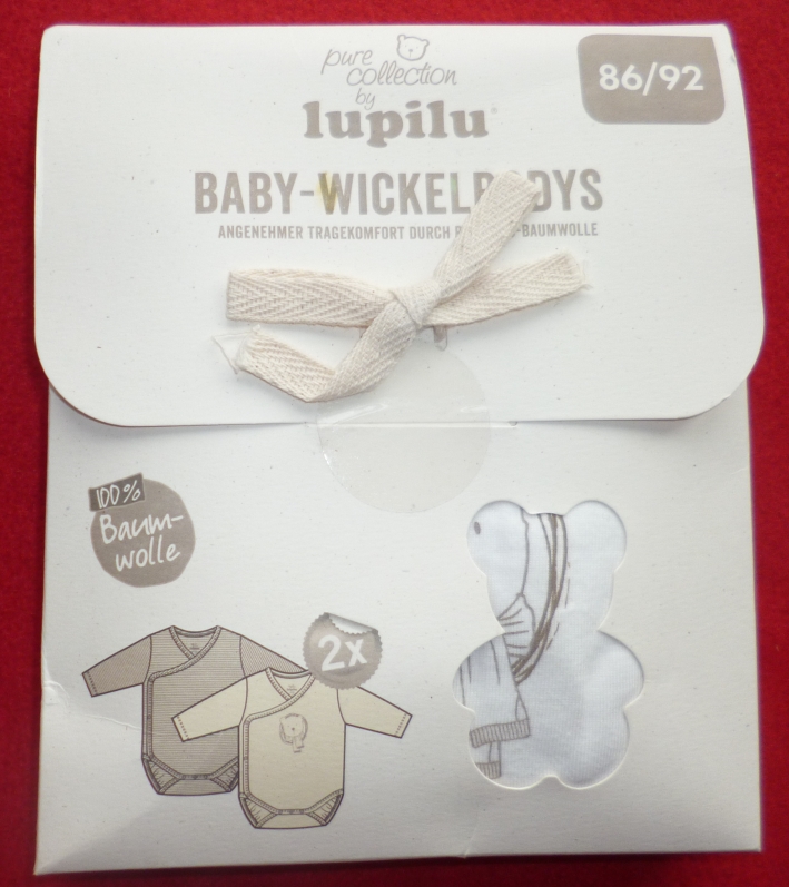 2 Wickel-Bodies aus reiner Bio-Baumwolle, Gr. 86/92, Neuware