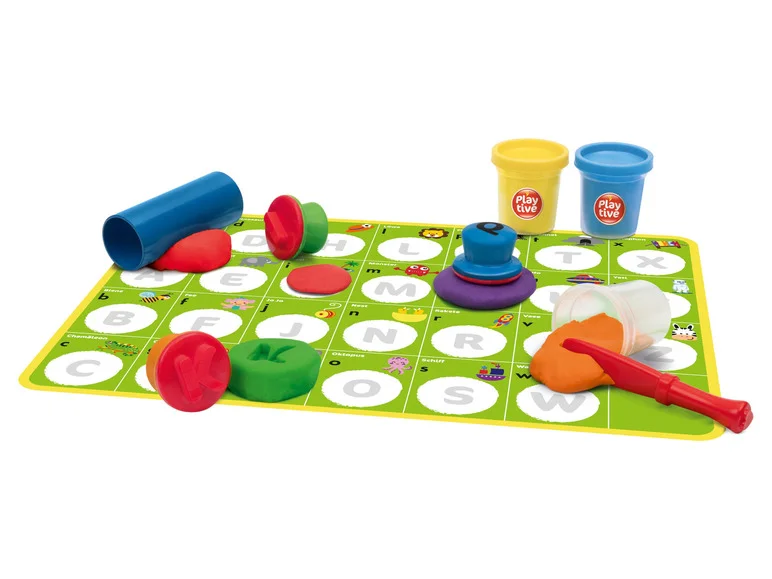 Knete-Set mit Knetstempel, Alphabet, Neuware