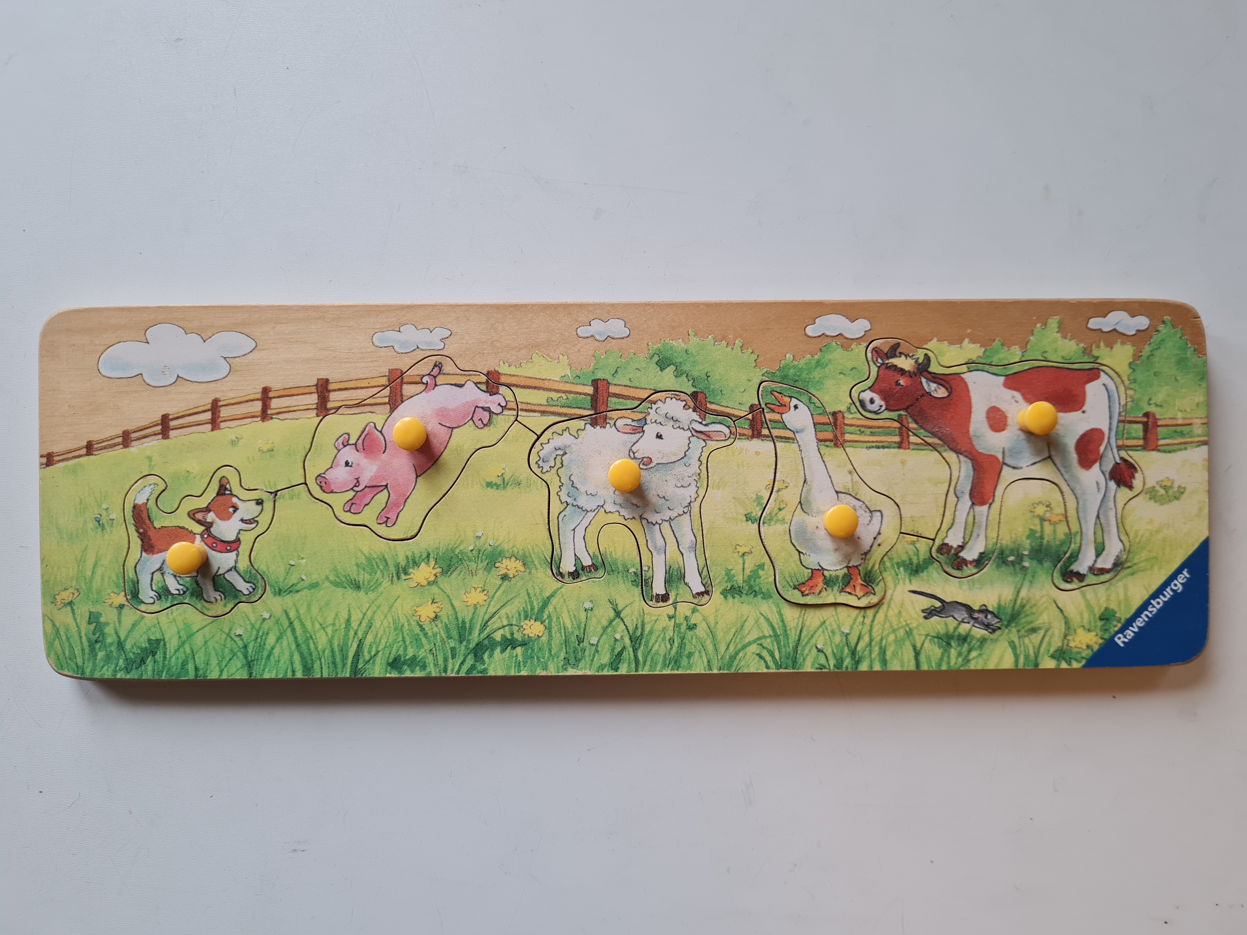 Holz Steckpuzzle Bauernhoftiere, 5 Teile