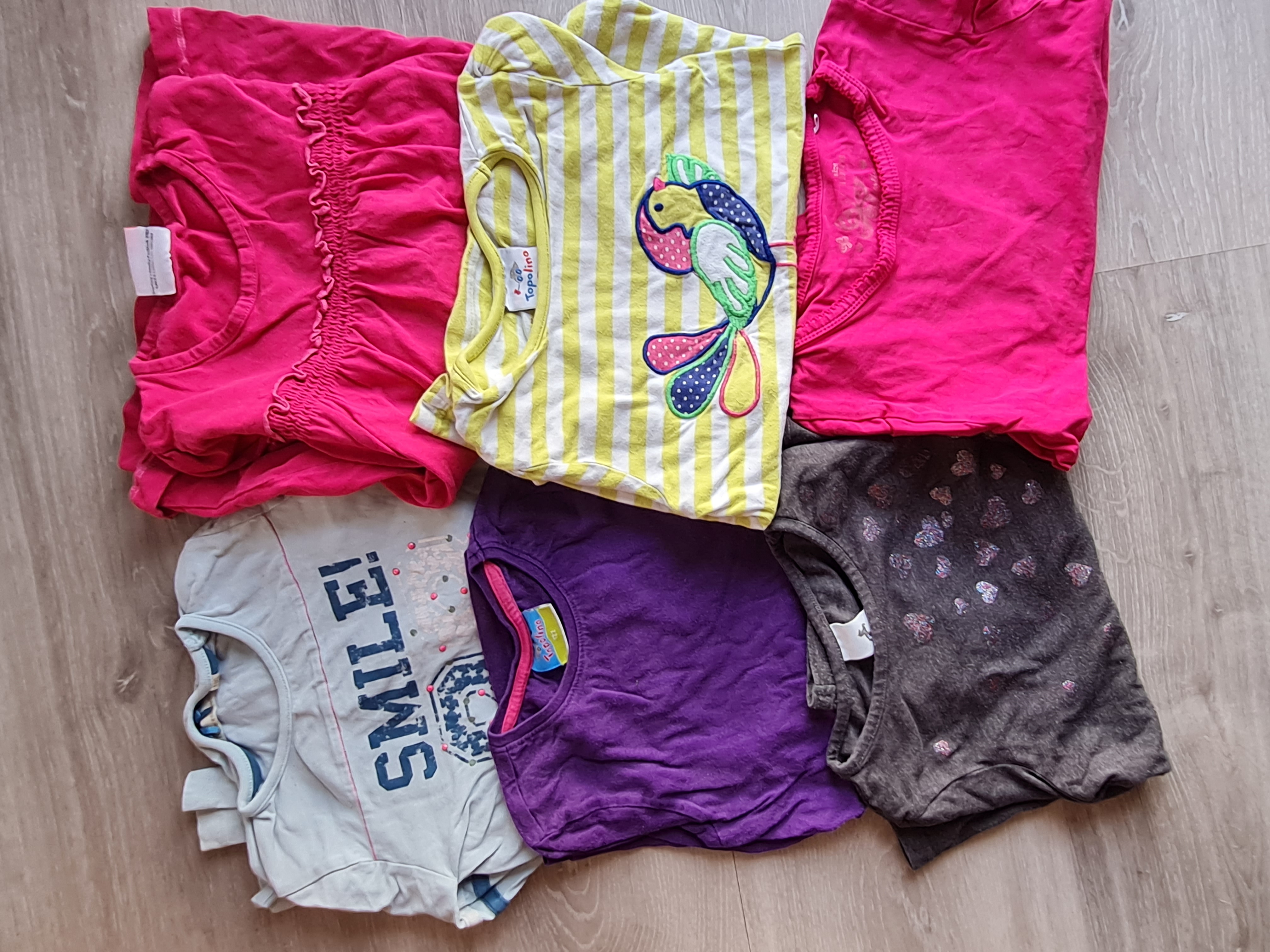6 Mädchen Langarm-Shirts, Gr. 116 und 122