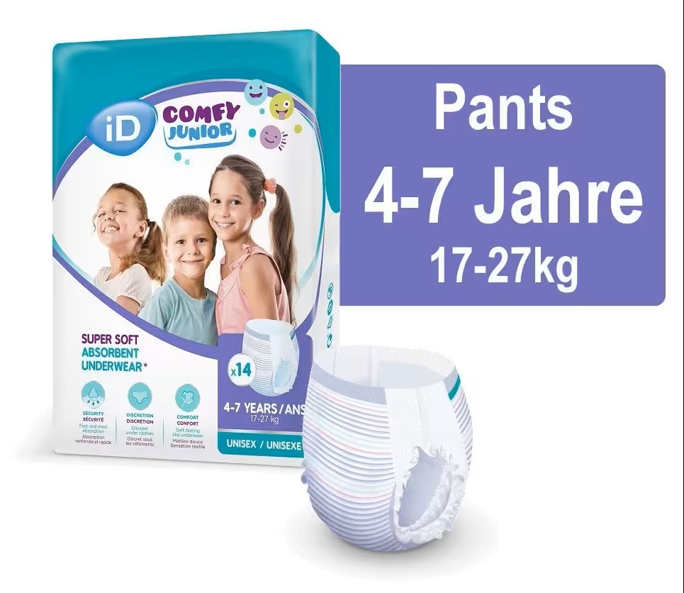 iD Comfy Junior Pants - für Kinder von 4-7 Jahren - 14 Stück Pack, Neuware